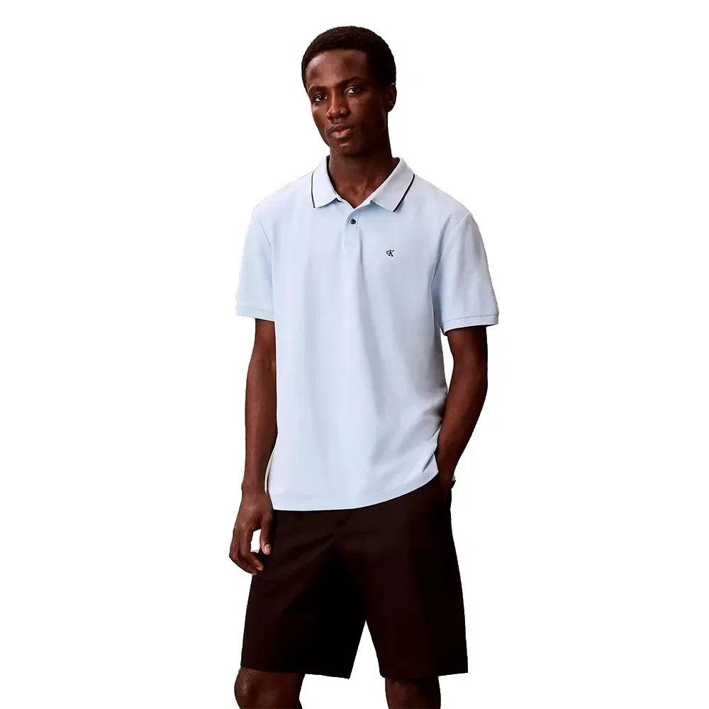 Свитер поло с коротким рукавом Pique Classic Calvin Klein, синий