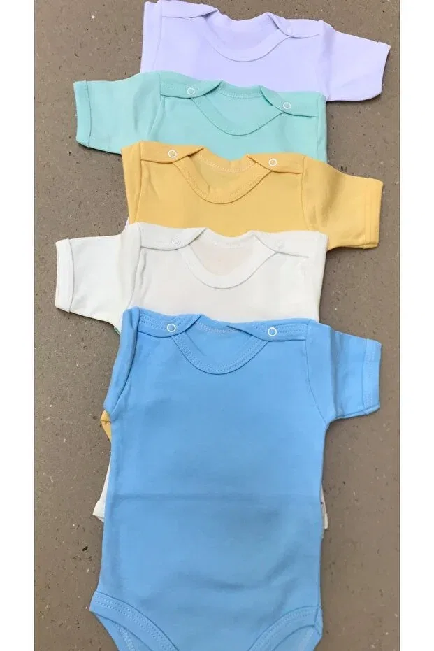 Детское боди-комбинезон с коротким рукавом Snap fastened badi short sleeve pack of 5 Bebedino, White, Green, Yellow, Cream, Blue — фото 3