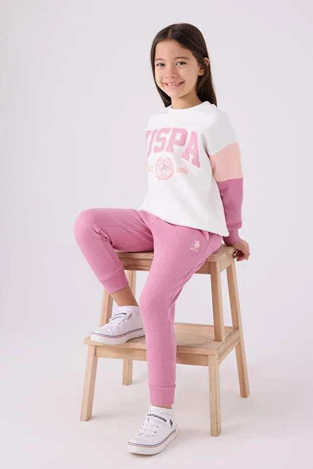 Детский спортивный комплект для девочек хлопковый U.S. Polo Assn., Nude Color
