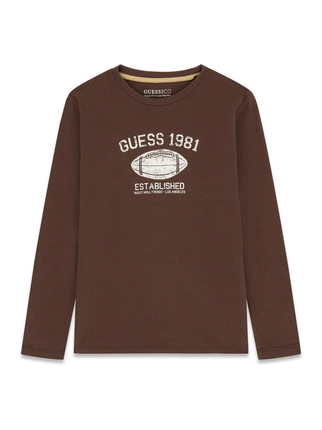 Лонгслив стандартного кроя для мальчика Guess, коричневый
