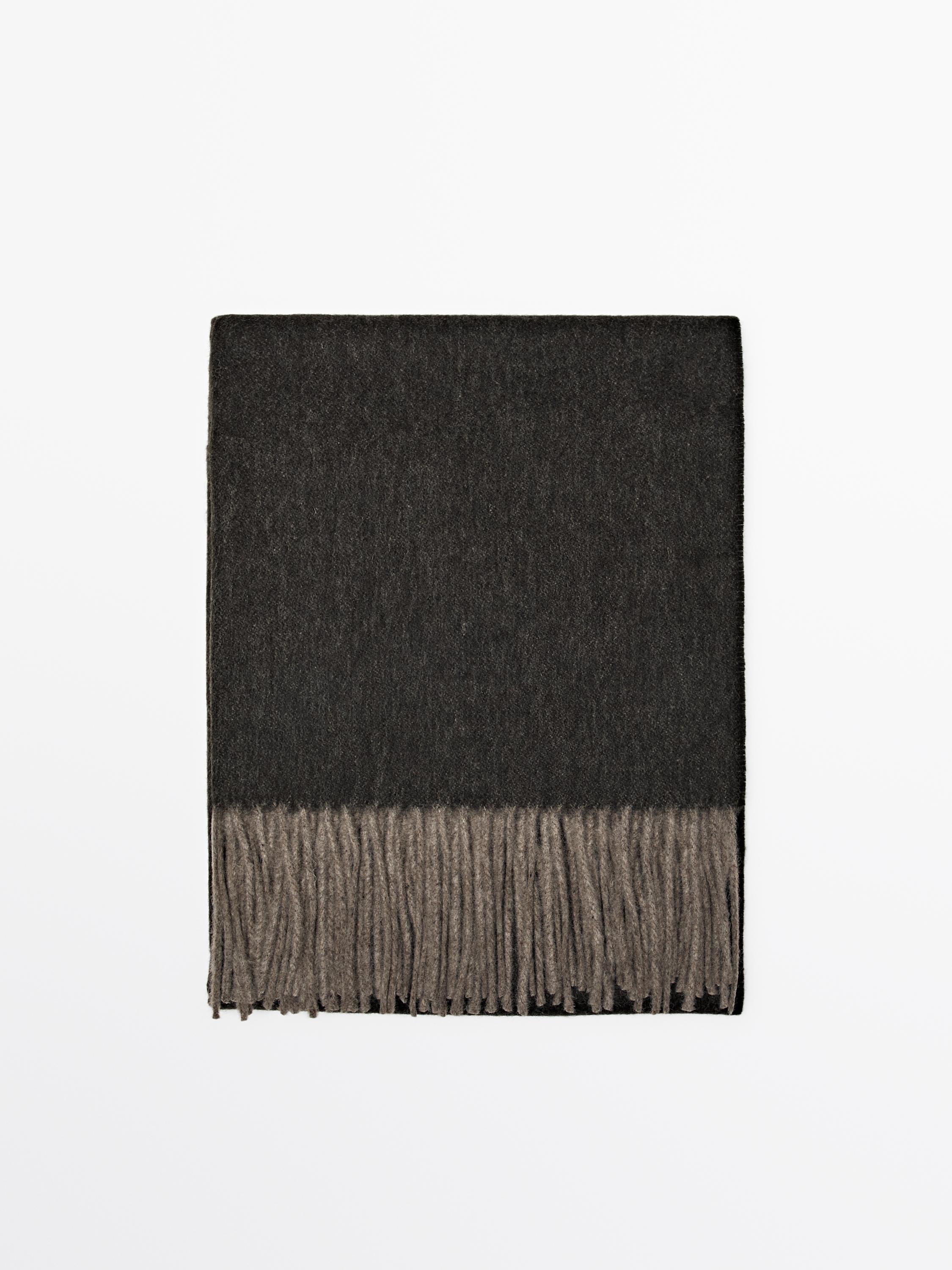 

Двусторонний шарф из 100% шерсти Massimo Dutti, коричневый