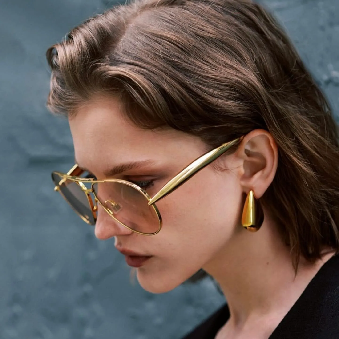 

Солнцезащитные очки KesaPlan Retro Gold Aviator для женщин и мужчин, ретро-очки в стиле 70-х, модель Shield 2025, металлическая оправа, A6 Gold Frame/Grey Lens