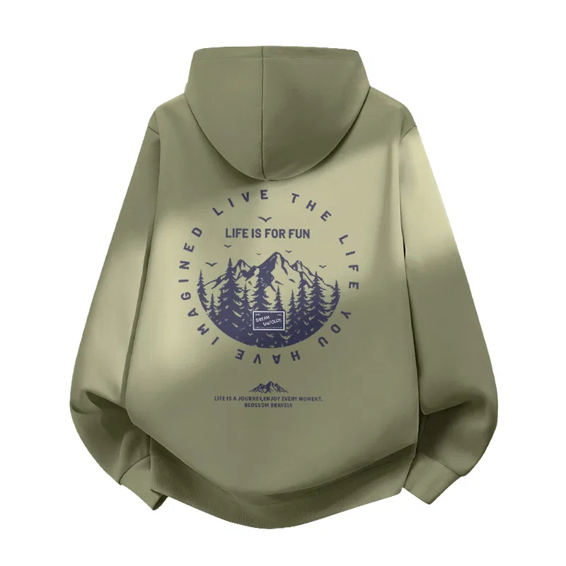 Детский худи свободного кроя Continuous Mountains Logo MINISO, Gray Pea Green