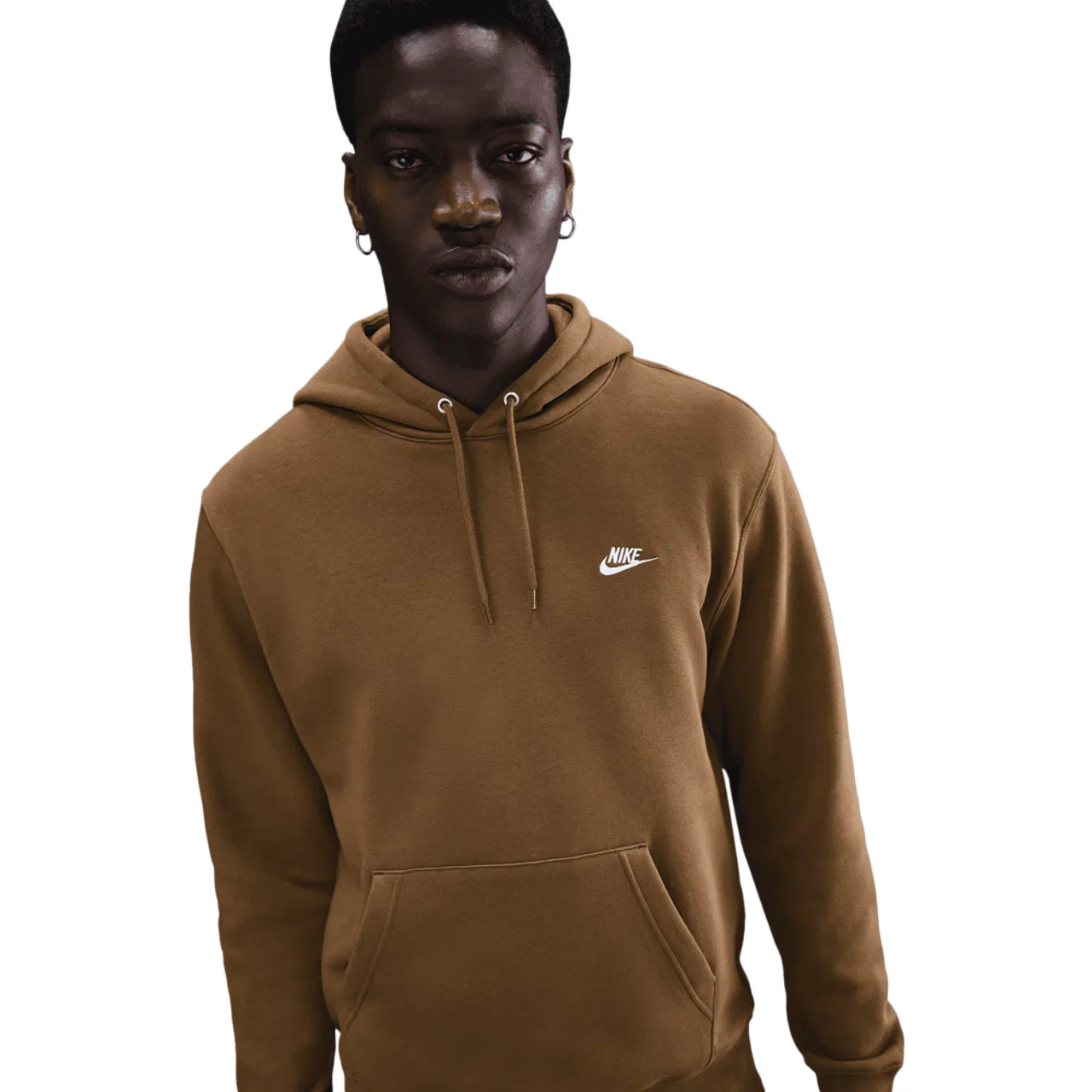 Мужское худи Nike Club Pullover, коричневый/белый — фото 4