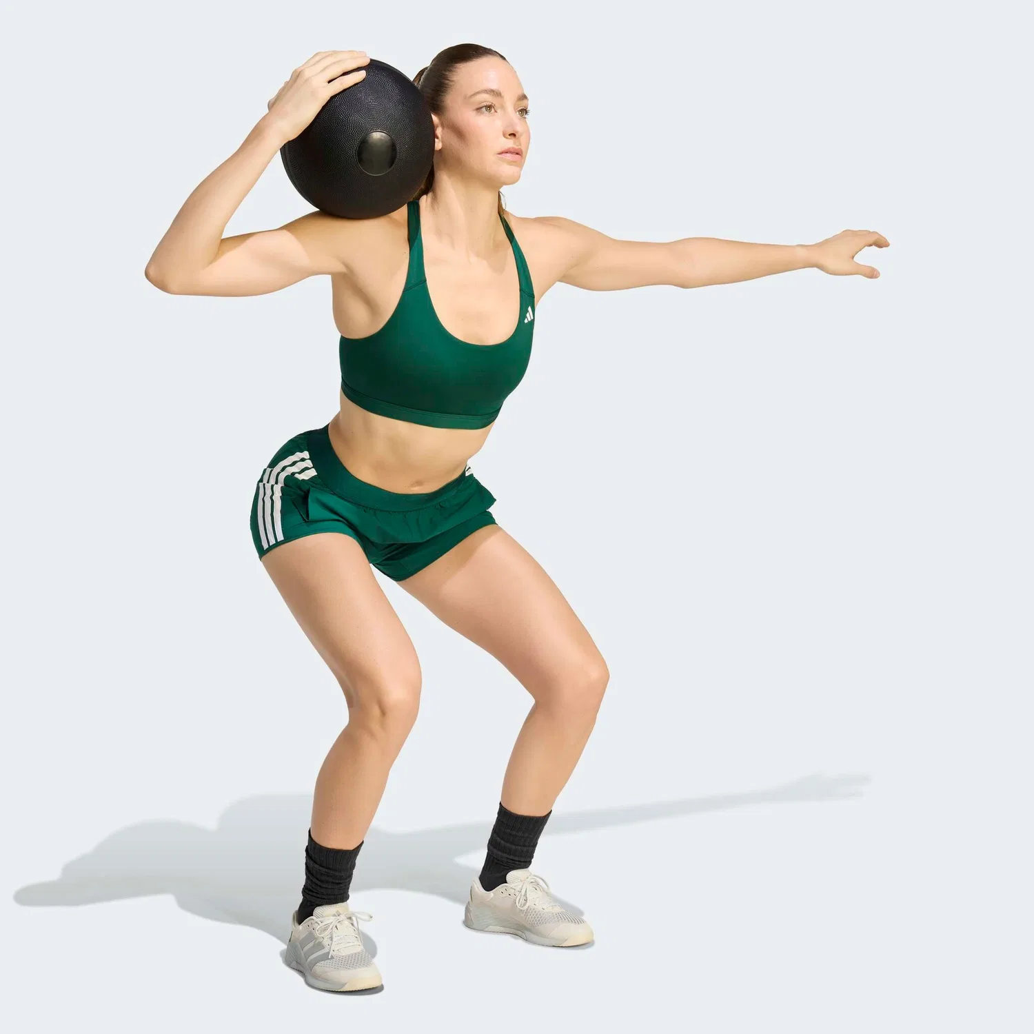 Женский спортивный топ для фитнеса с поддержкой средней интенсивности Adidas Performance, Collegiate Green — фото 4