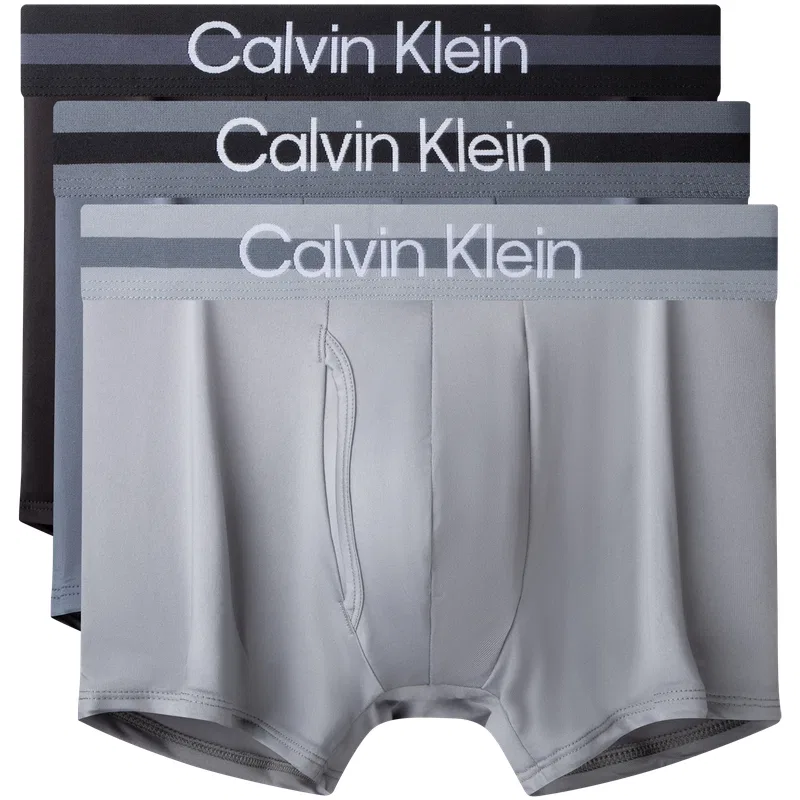 Мужские боксеры-слипы с принтом, комплект из 3 шт, Calvin Klein, Space Black/Ice Blue/Pine Green — фото 3