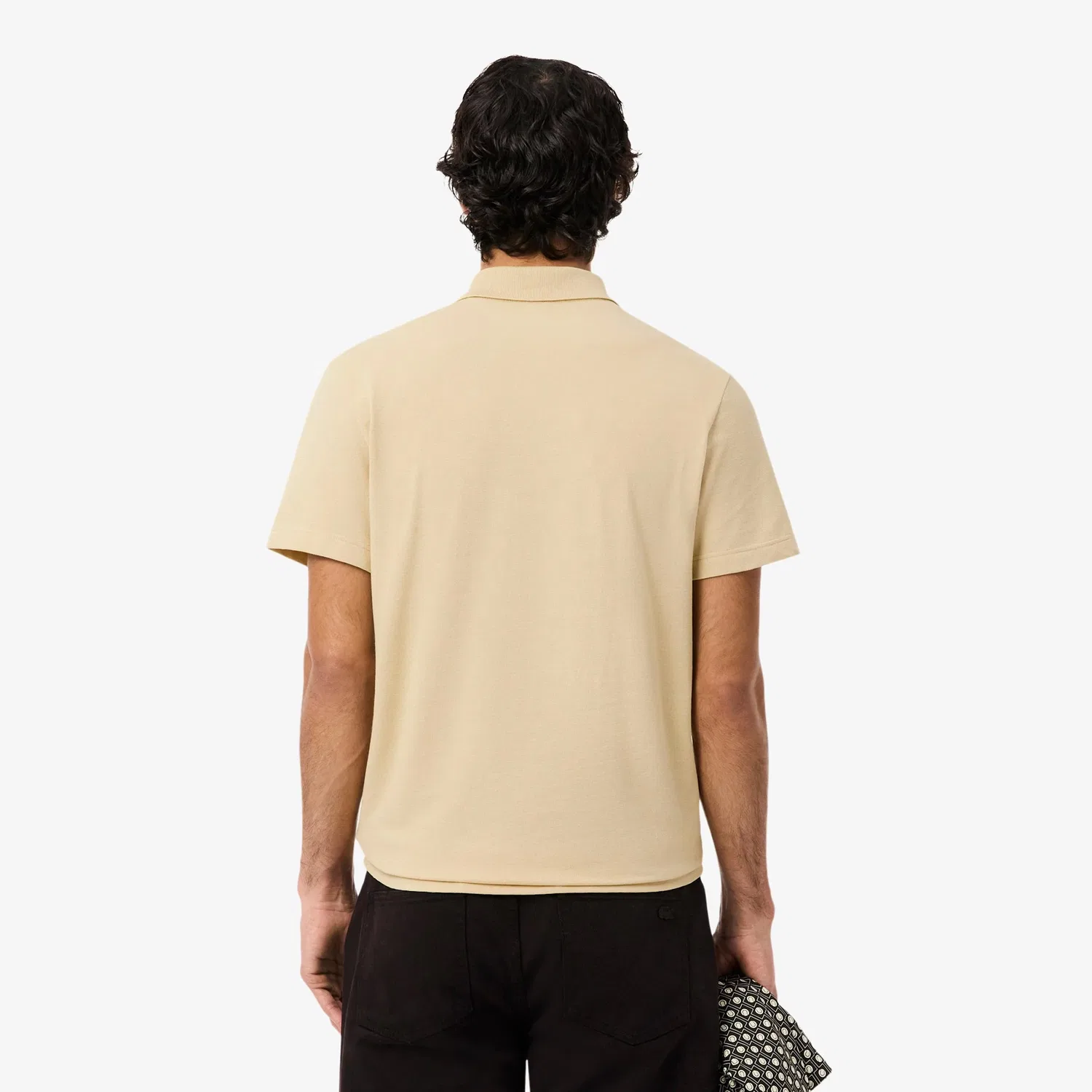 Поло мужское классическое Lacoste, Beige Weiß — фото 2