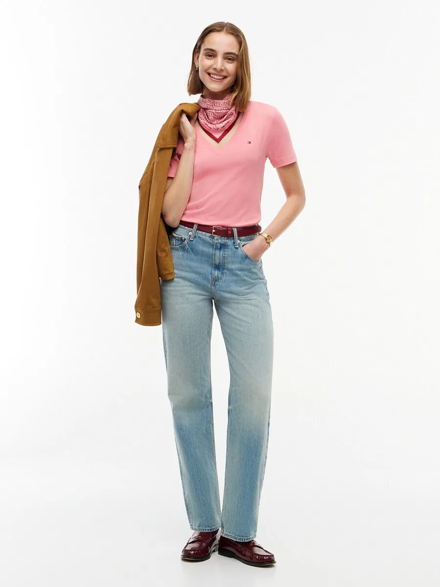 Футболка TOMMY HILFIGER CODY светло-розового цвета — фото 4