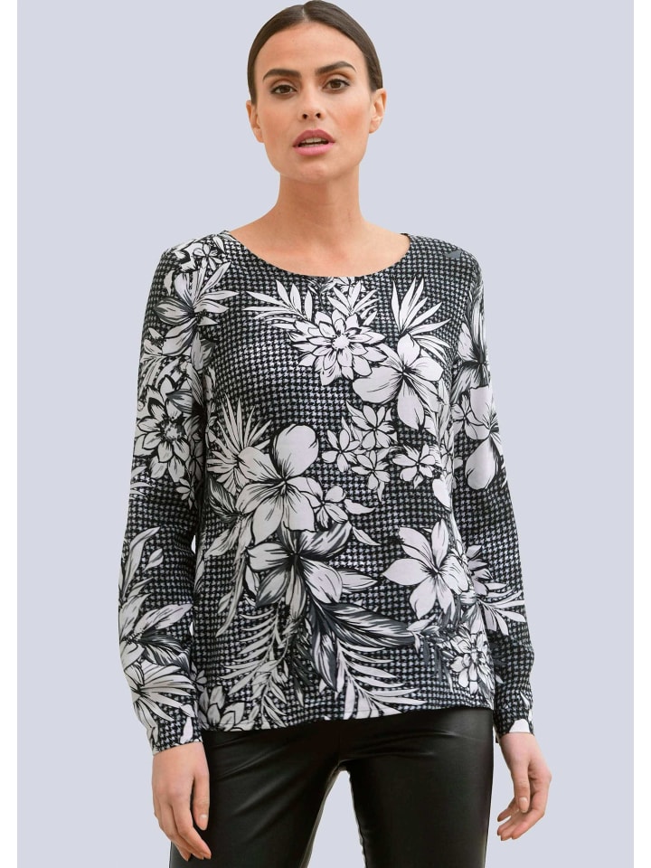 

Alba Moda Черная блузка в клетку «гусиная лапка»