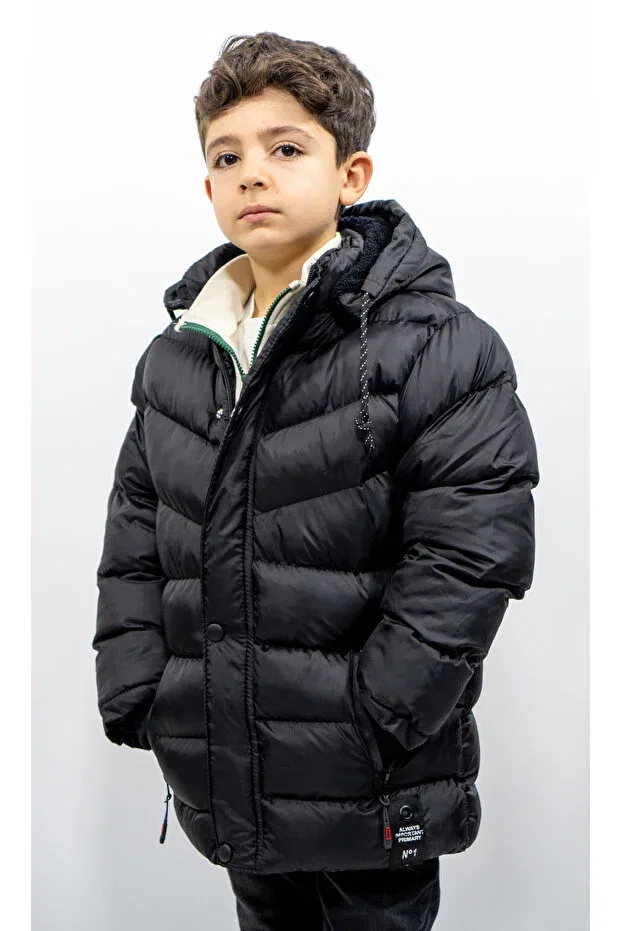Детское пальто для девочек с капюшоном Free Arslan Collection, Black