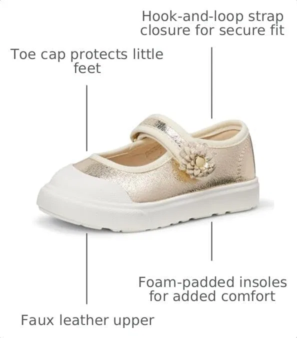 Детские кроссовки для девочек Mary Jane Sneakers Amazon Essentials, Metallic Gold — фото 2