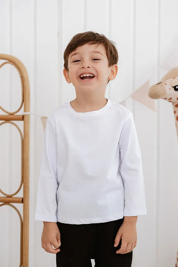 Детская футболка с длинным рукавом хлопковая Lilabio, White
