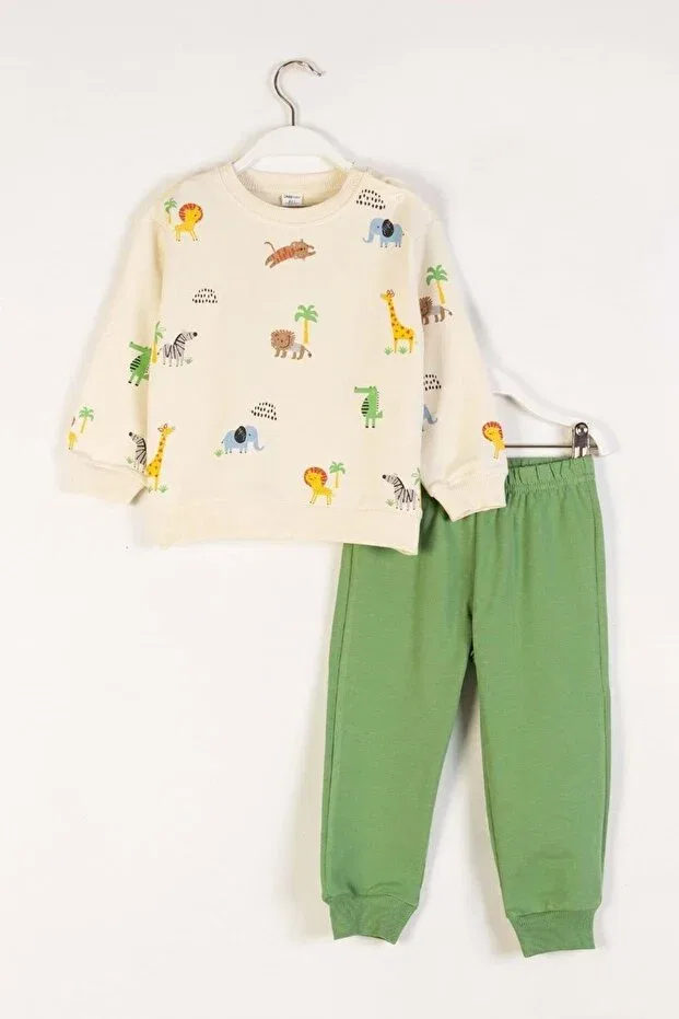 Детский спортивный комплект для мальчиков с принтом Animal Printed Wakawakakidsstore, Ecru