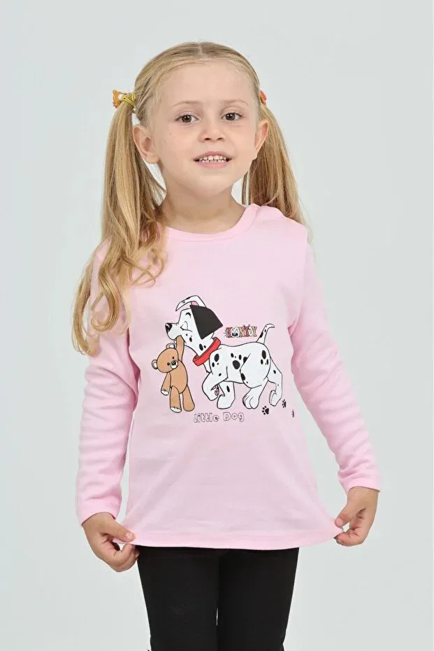 Детские свитшот для девочек с принтом Dog Bear Printed Toontoy, Pink — фото 2