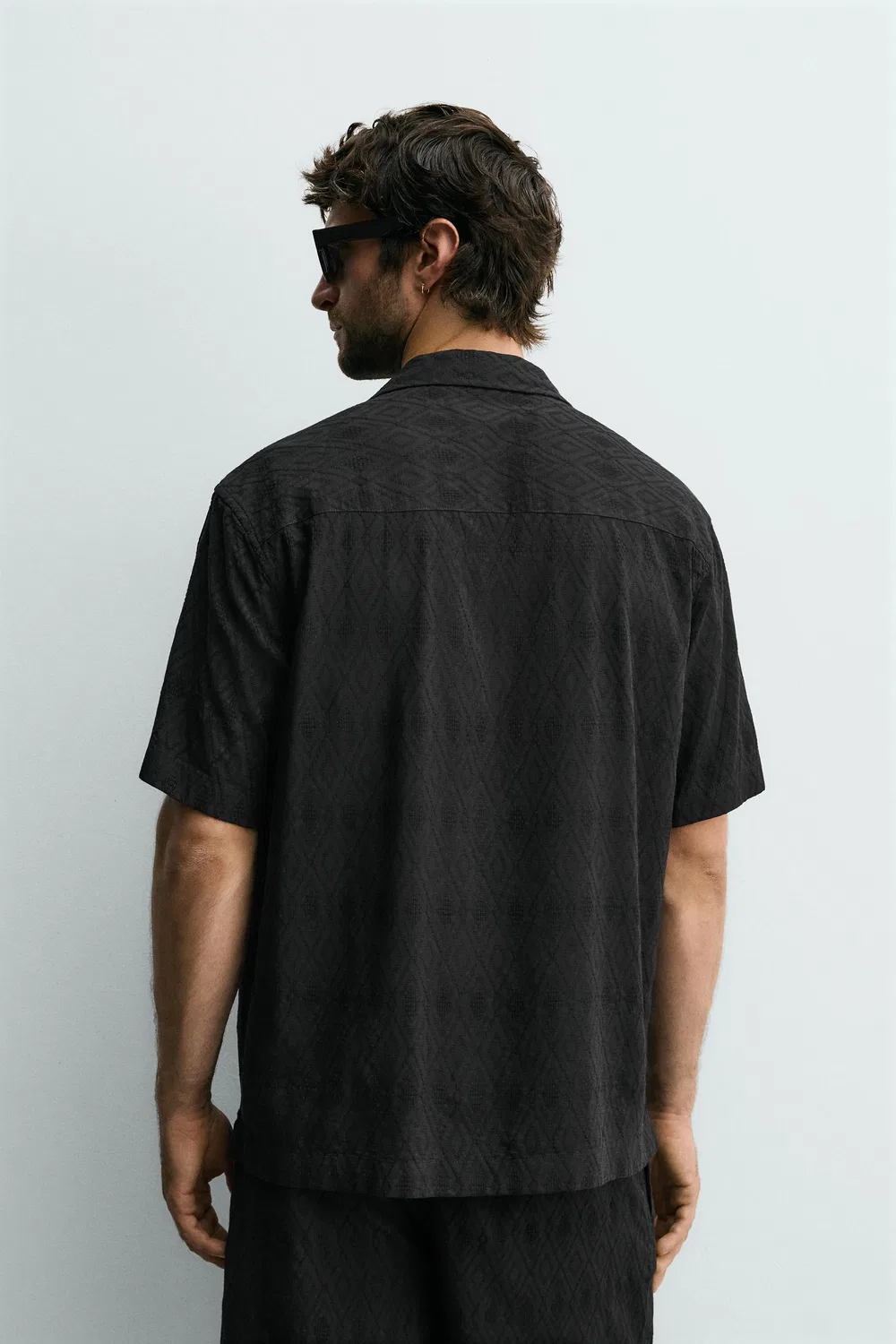 Рубашка свободного кроя из геометрического жаккарда ZARA, Black — фото 3