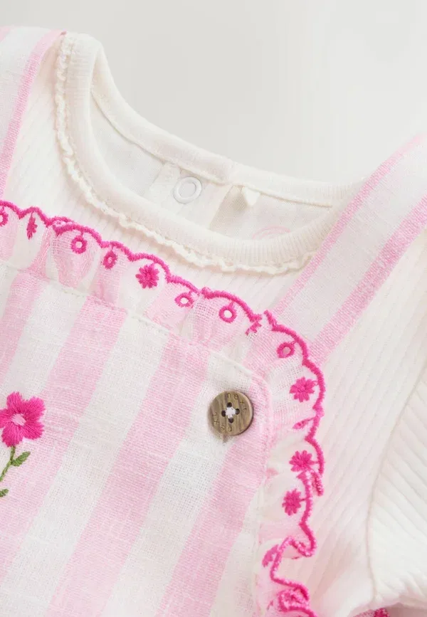 Комплект из боди и ползунков полосатый Next pink stripe, розовый — фото 2