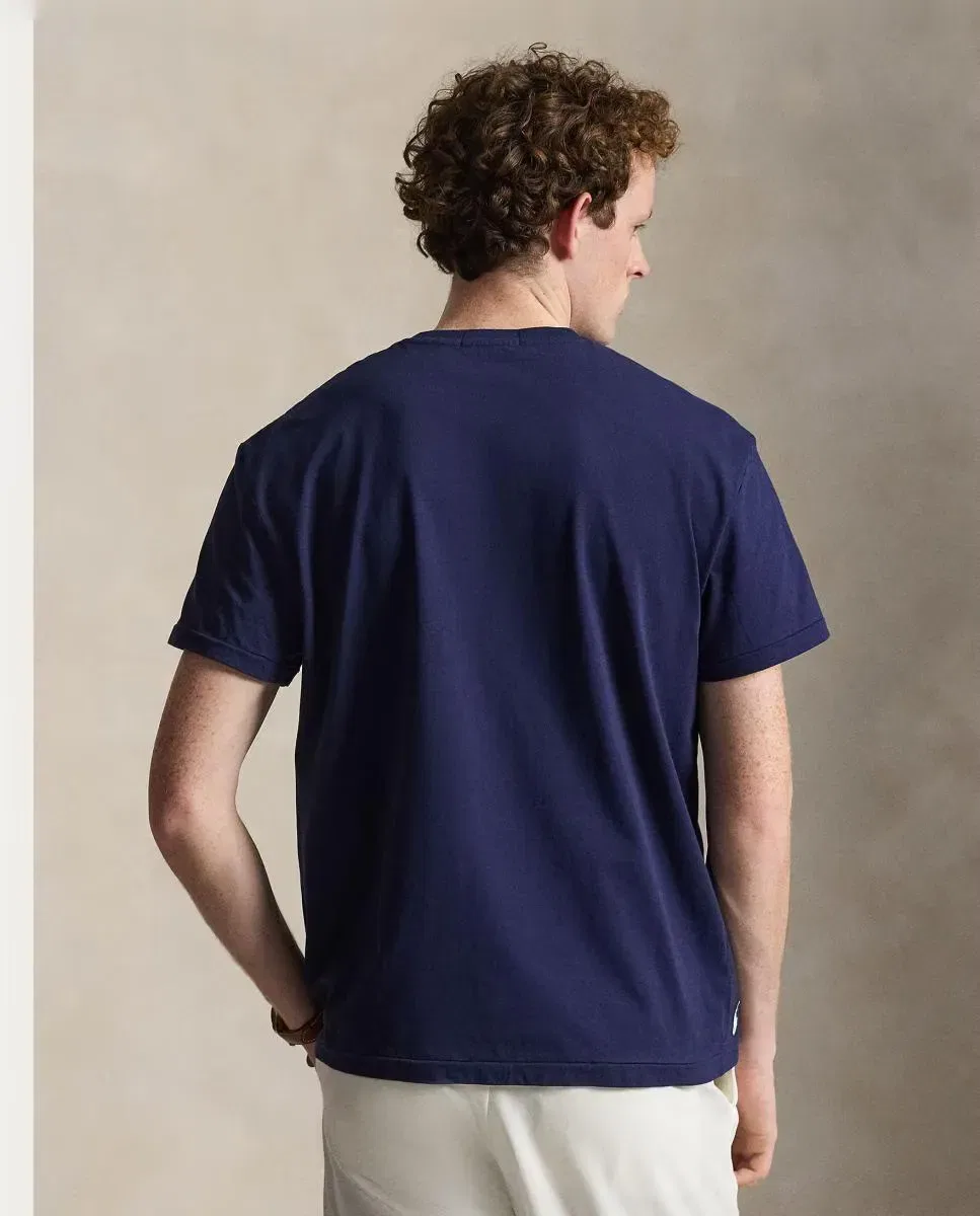 Мужская футболка хлопковая с логотипом Polo Ralph Lauren, Azul Marino — фото 2