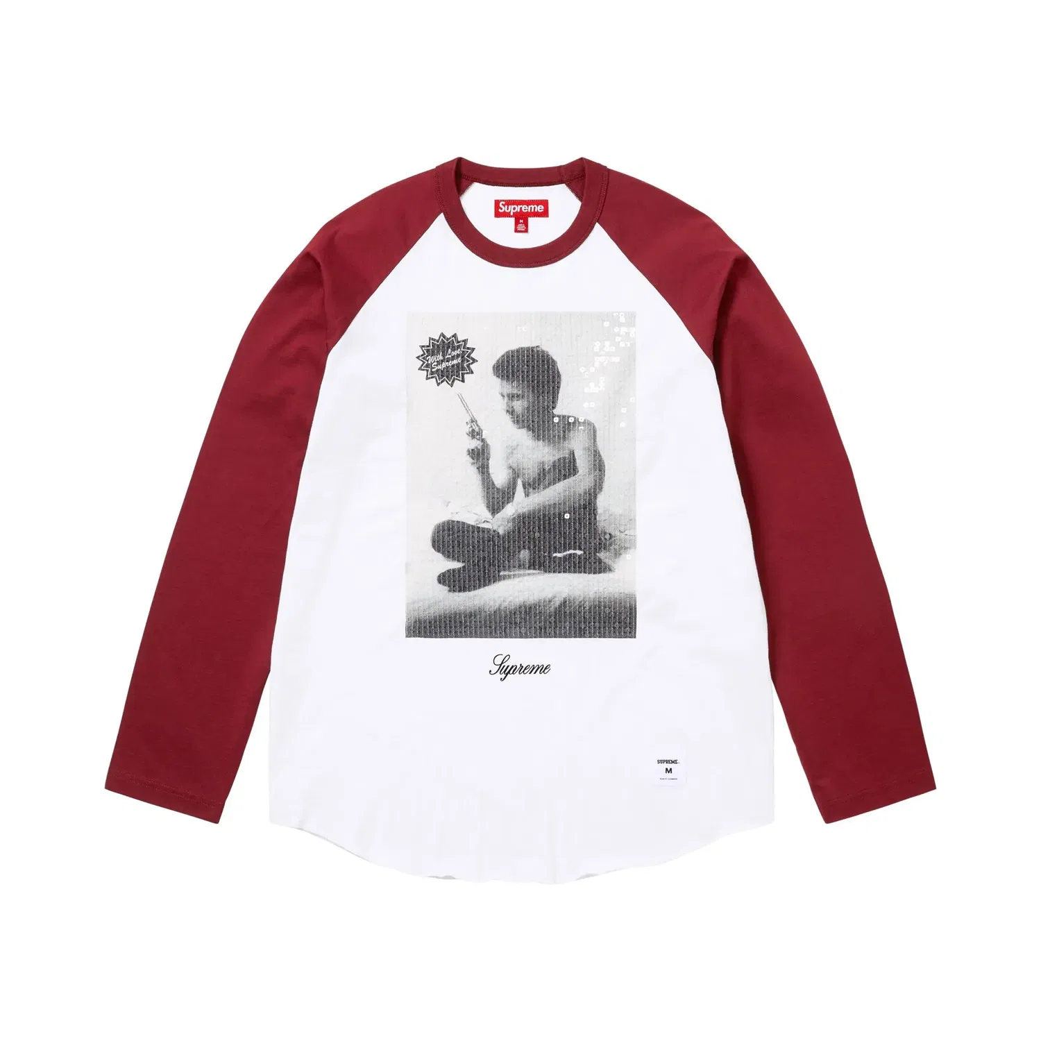 Лонгслив с принтом Supreme x Larry Clark Sequin Raglan, Supreme, Burgundy