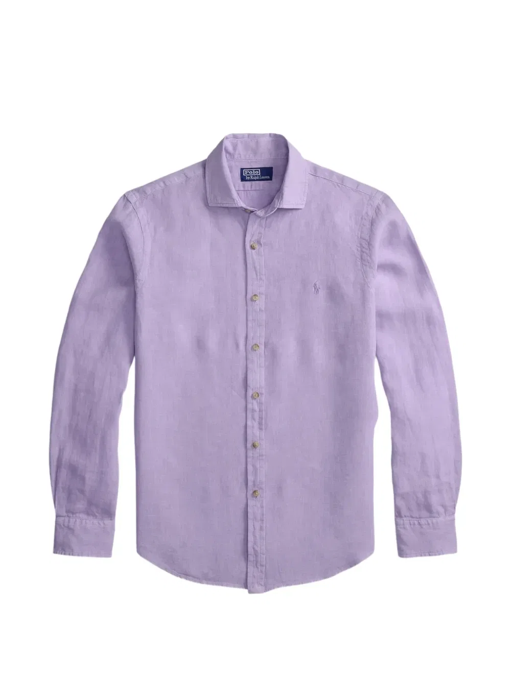 Льняная рубашка украшенная вышивкой пони фасона Custom Fit Polo Ralph Lauren, фиолетовый