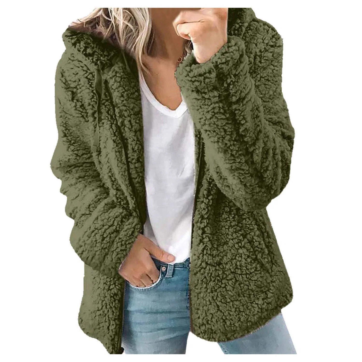 Женское зимнее пальто с длинным рукавом, однотонное, Verde
