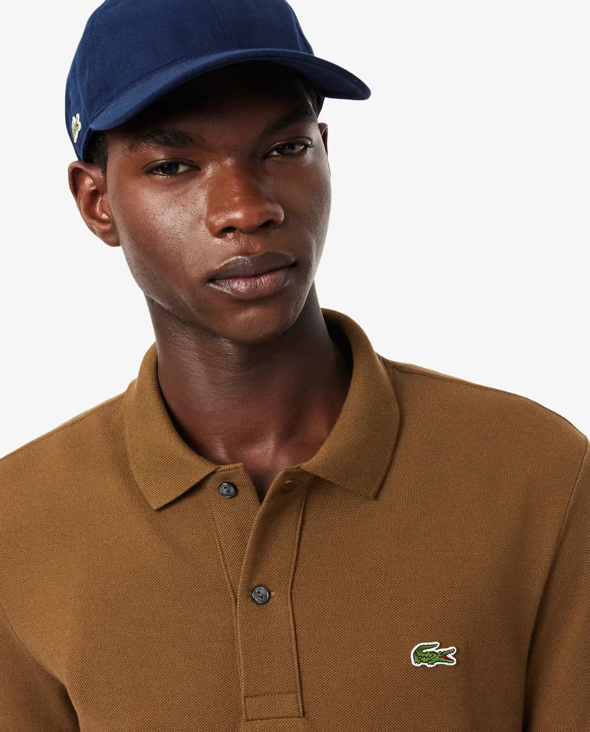 Поло Lacoste мужское из пике с коротким рукавом, приталенный крой, цвет Marrón — фото 3