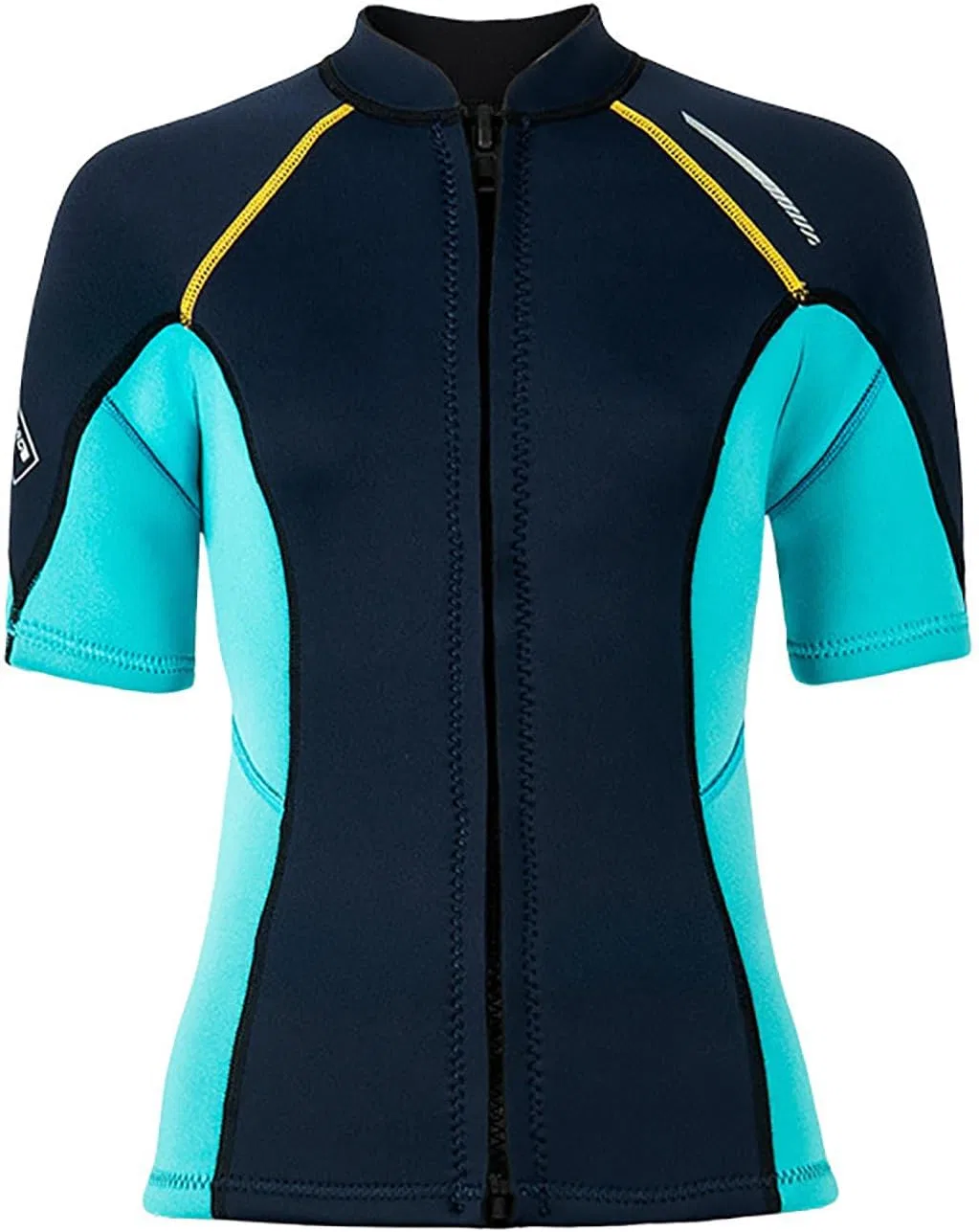 Женская рашгард с фронтальной молнией Color Block Swim Tops, Dark Blue