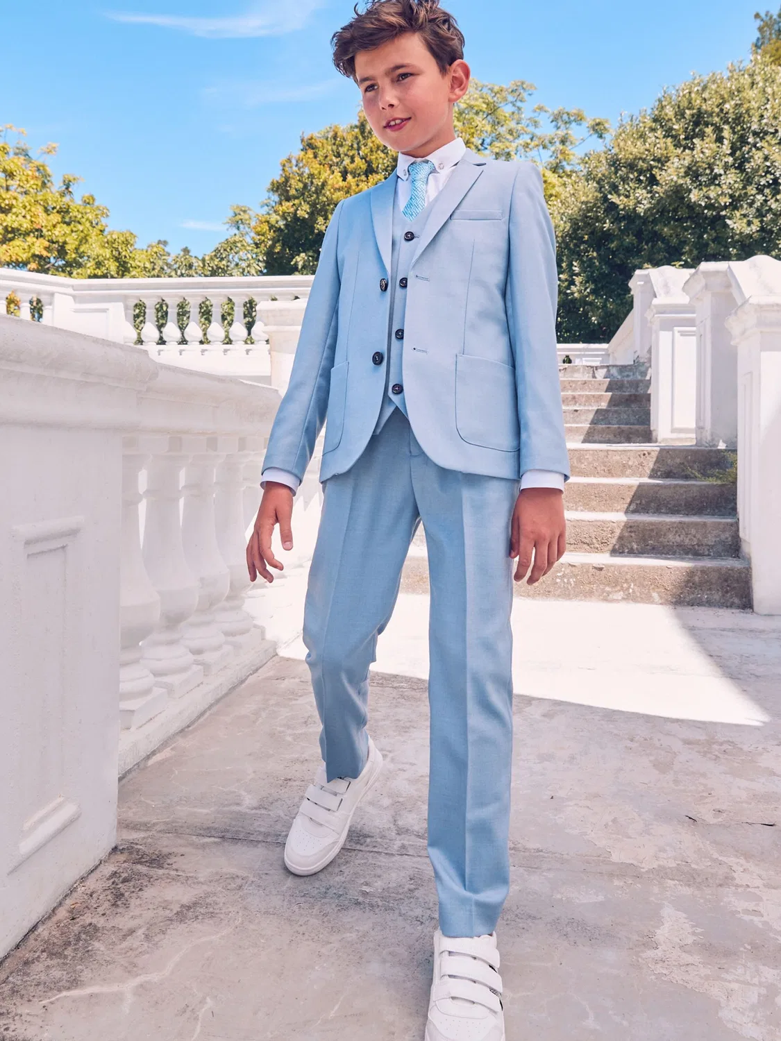 Брюки Baker by Ted Baker Regular, пастельно-голубого цвета — фото 4