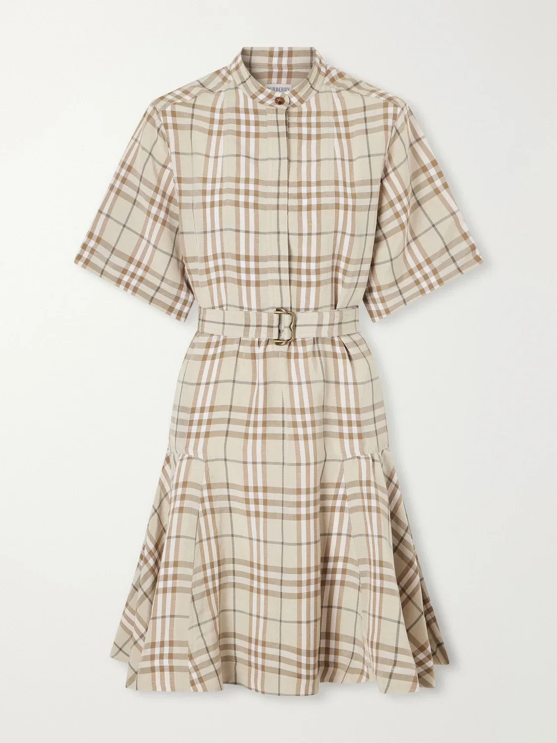 Короткое платье из клетчатой ткани BURBERRY, бежевый