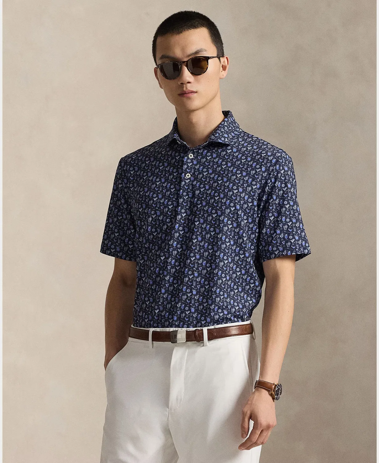 Мужская поло-рубашка Ralph Lauren Classic Fit, темно-синяя.