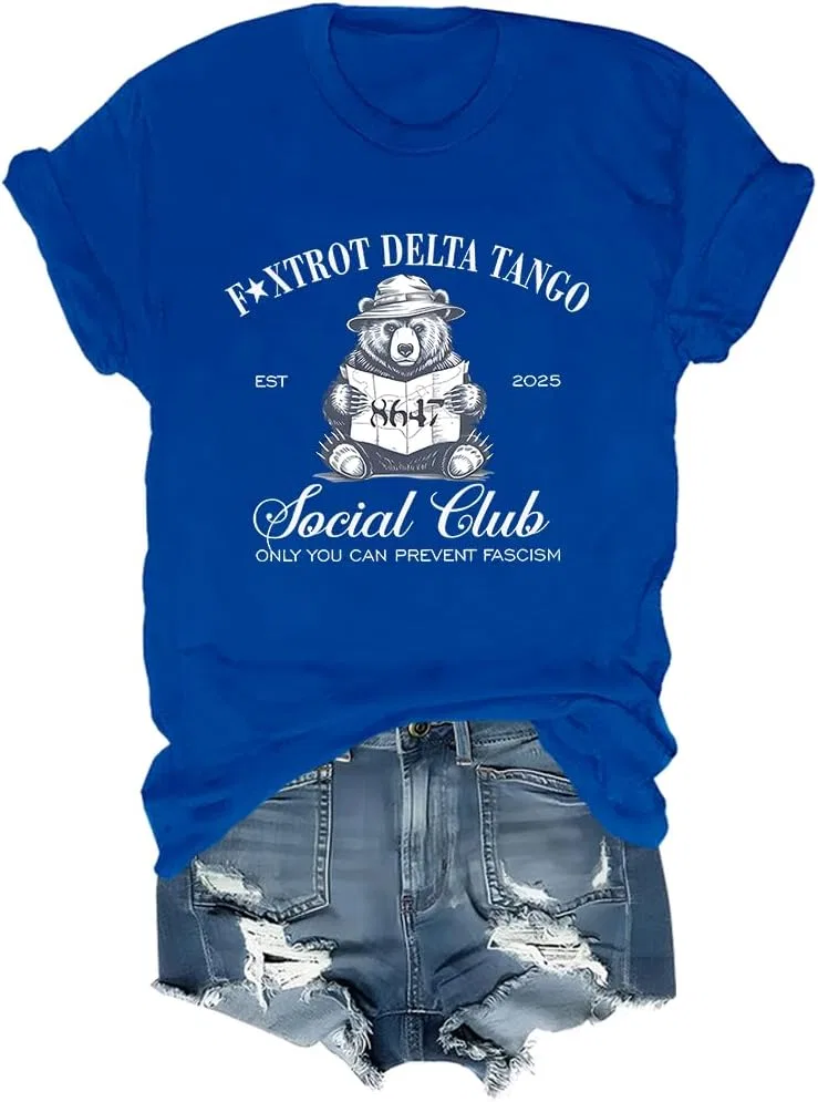 Футболка с принтом Only You Can Prevent Fascism, Royal Blue
