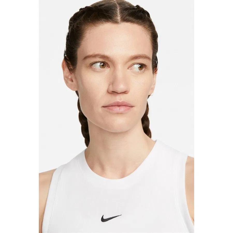 Женский топ-майка без рукавов Nike Sportswear Essential Rib Cropped, Белый — фото 3