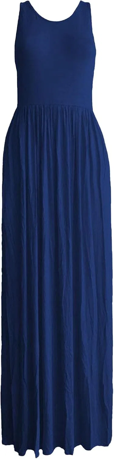 Женское летнее платье-жилет с карманами Casual, Navy Blue