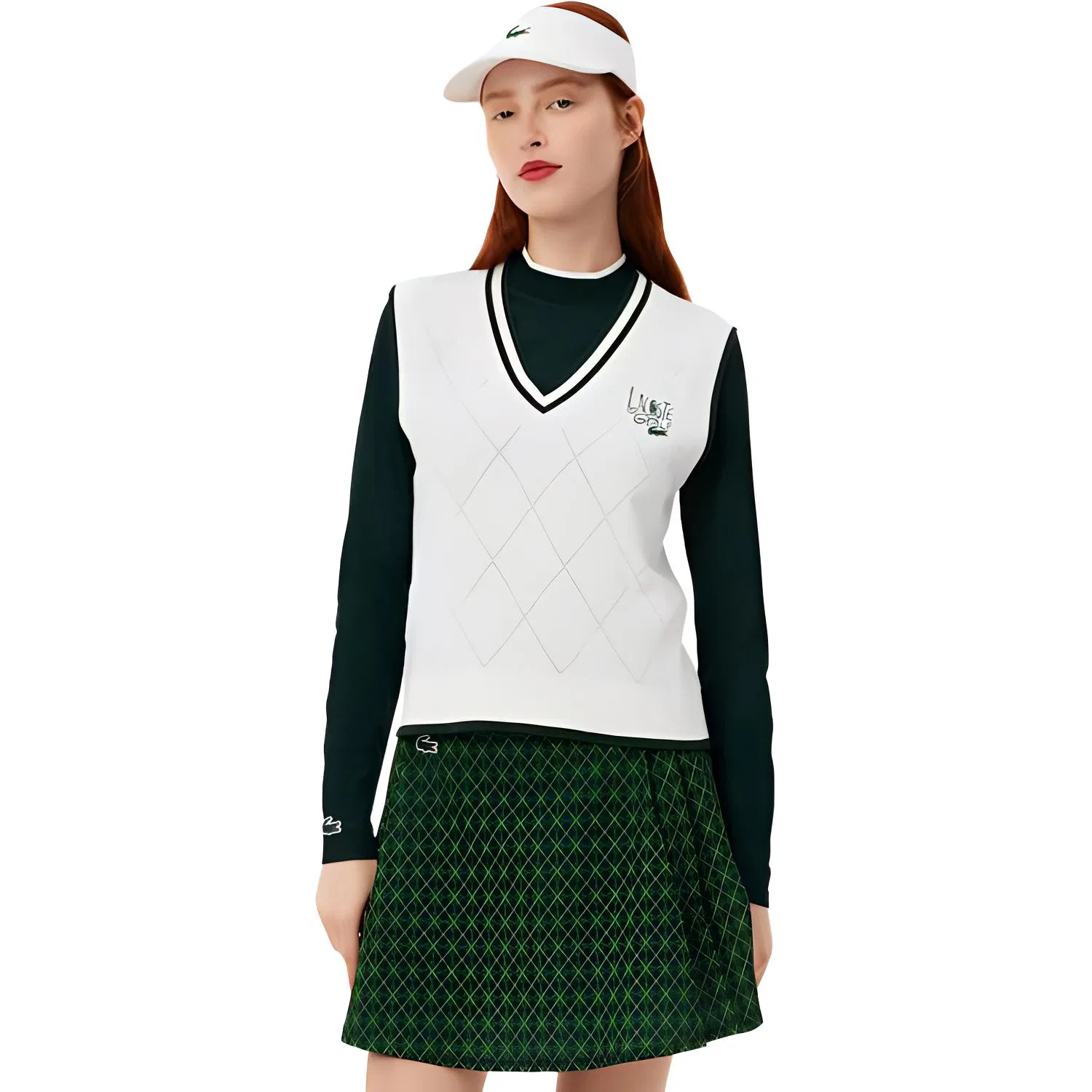 Женский топ-майка с принтом LACOSTE, White Green — фото 3