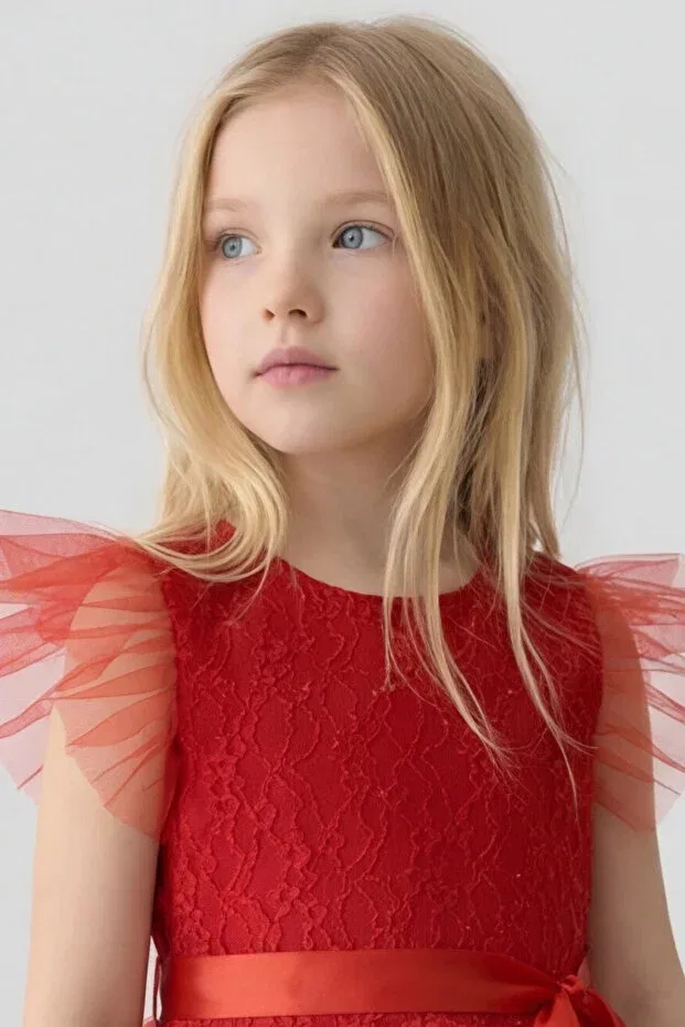 Детское платье для девочек с вышивкой Esila Kids, Red — фото 4