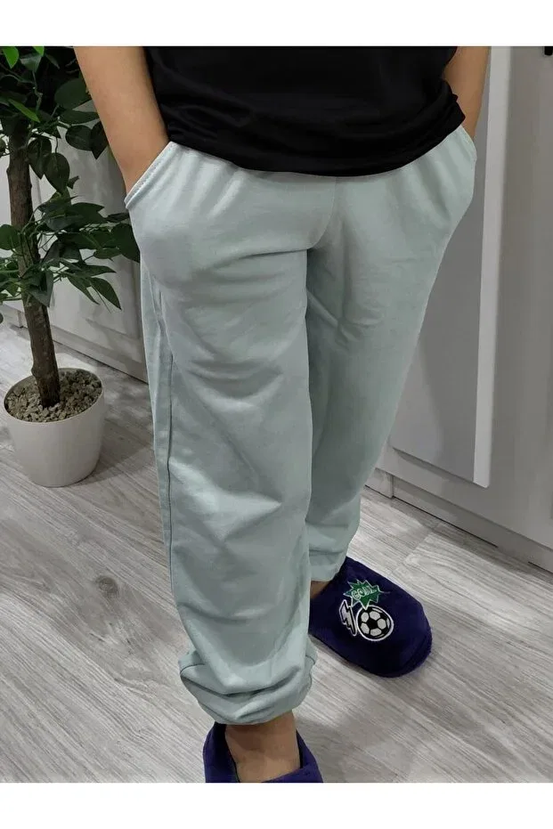 Детский комплект из футболки и брюк с принтом Cute Monster Pidal Giyim, Top Ecru, Bottom Water Green — фото 4