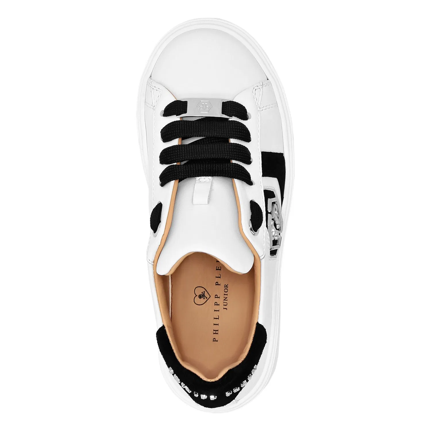 Детские кроссовки из телячьей кожи PHILIPP PLEIN, White/Black — фото 2