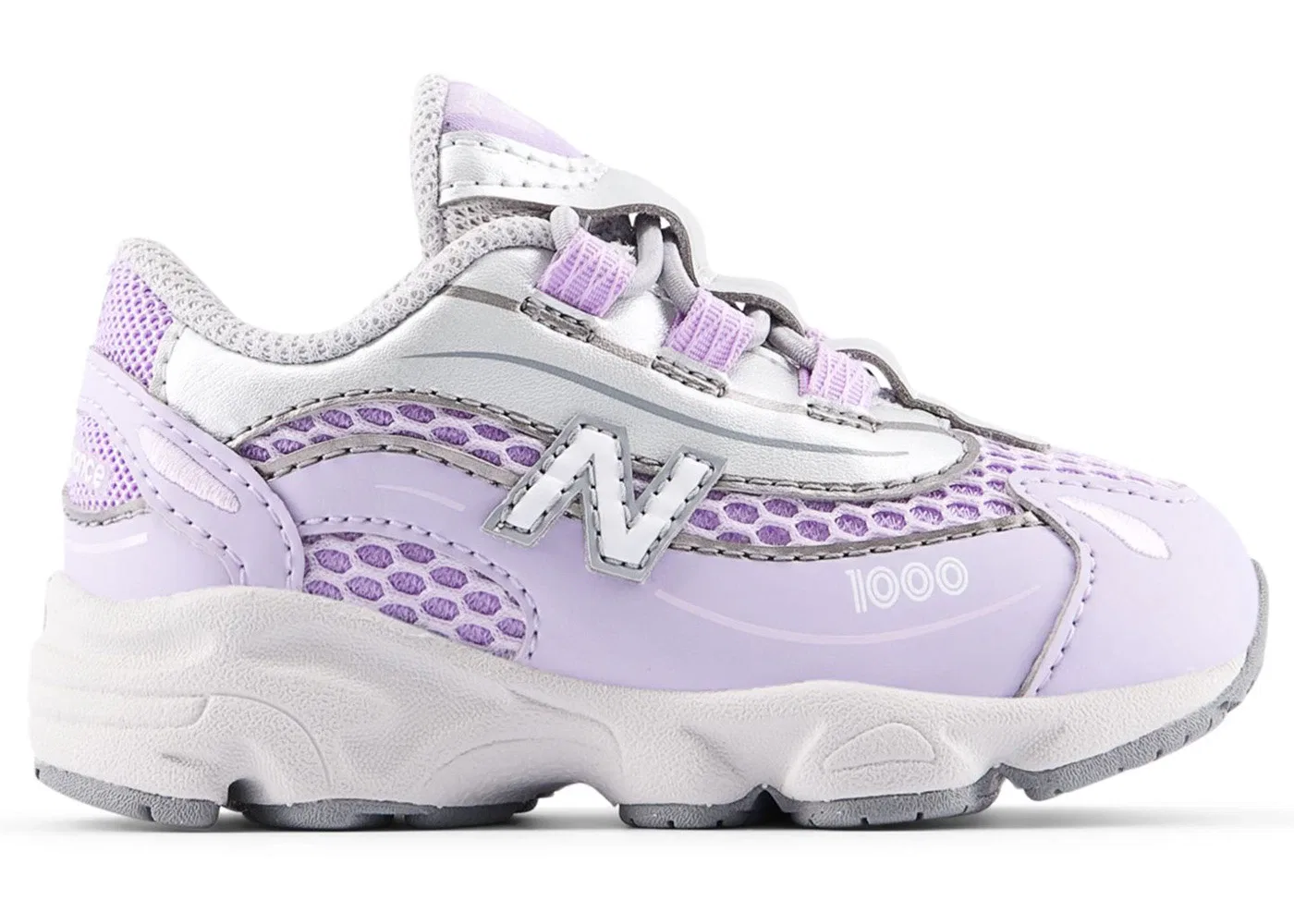 Детские кроссовки с системой шнуровки Bungee Lace New Balance 1000, Bright Lavender Light Silver Metallic