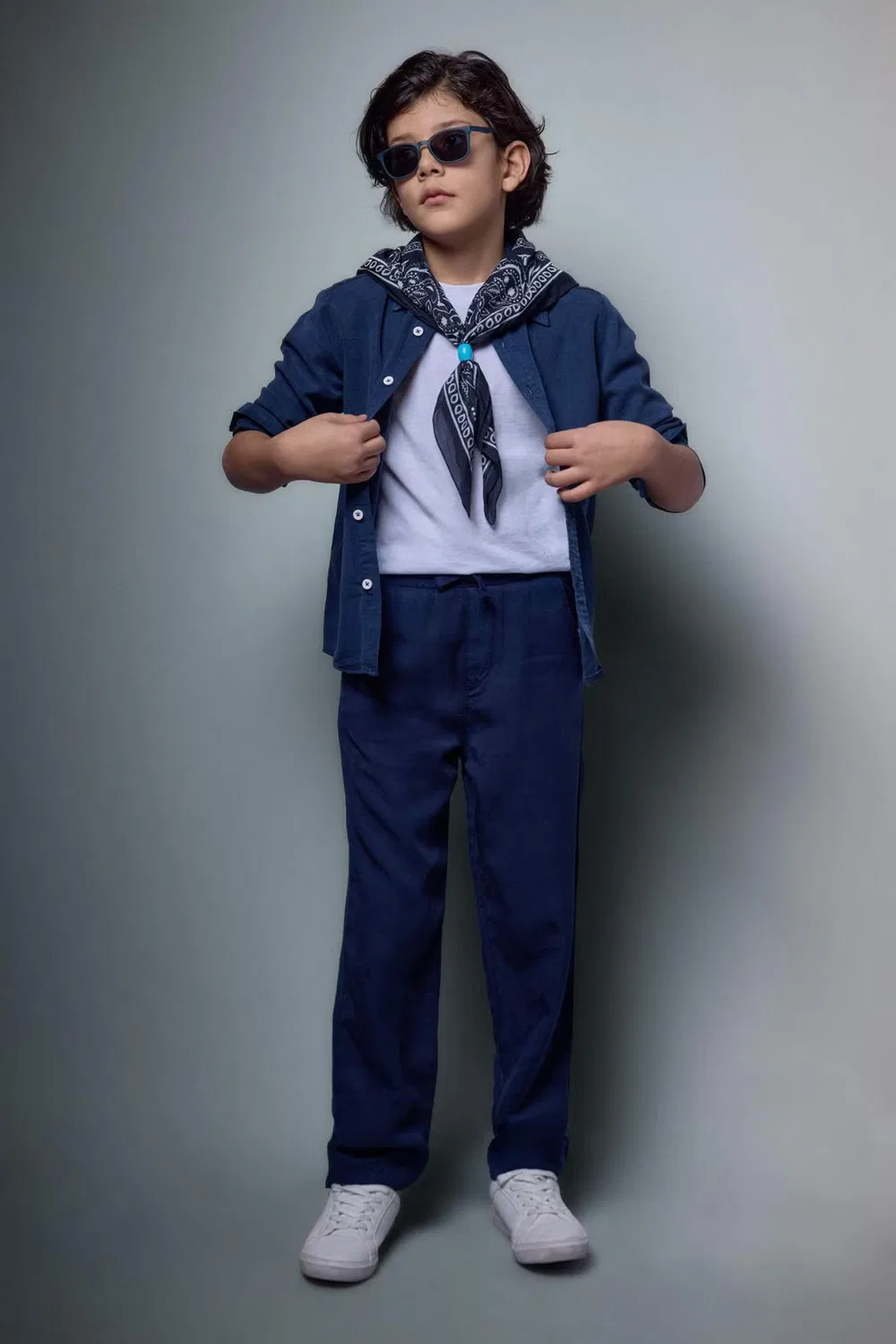 Брюки прямые свободные Boys flowy straight leg Defacto, темно-синий