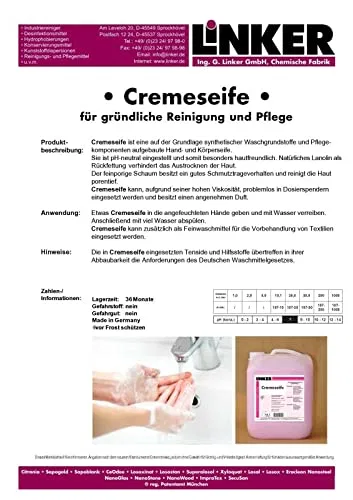 Крем-мыло для рук и тела, без мыла, pH нейтральное, Linker Chemie, 10 л — фото 2