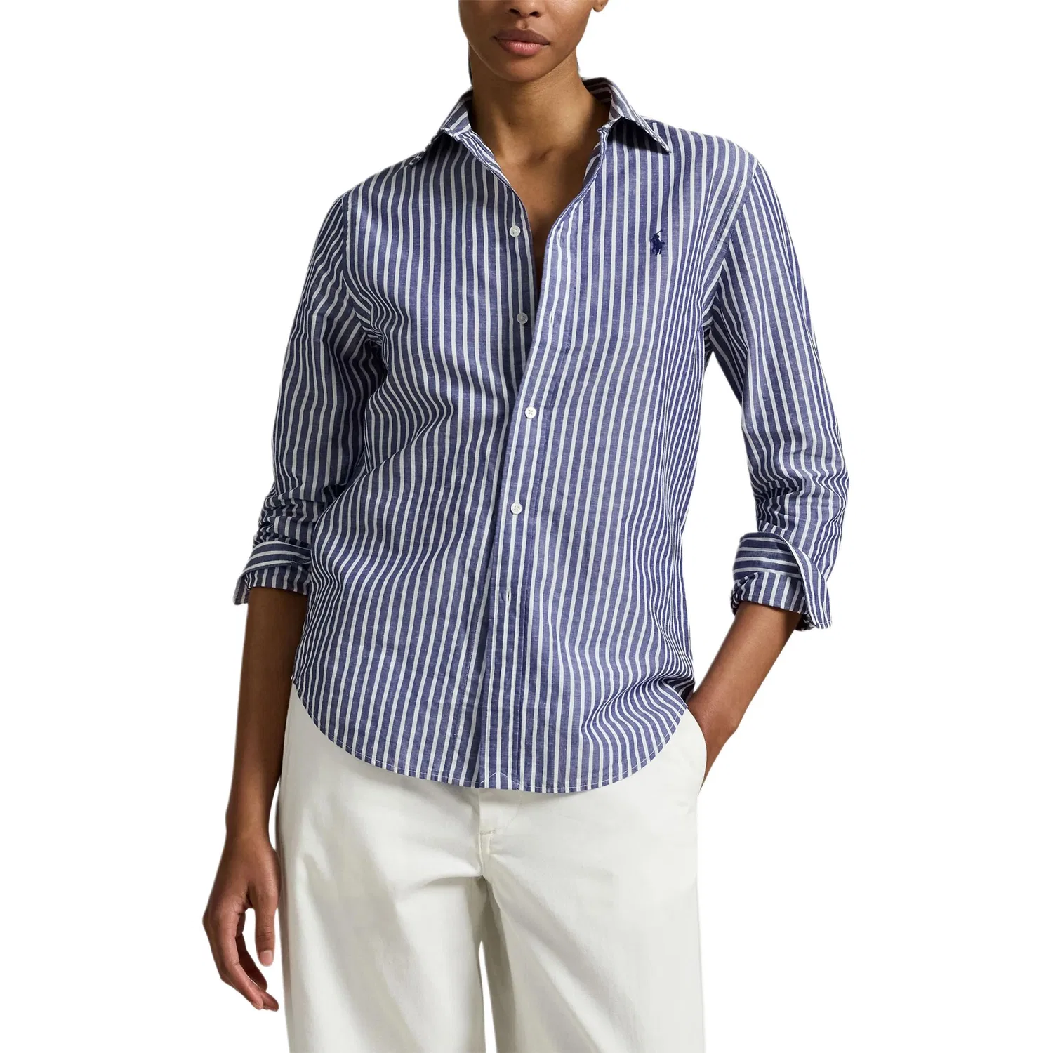 Женская рубашка с отложным воротником, прямого кроя, Polo Ralph Lauren, Blue — фото 4