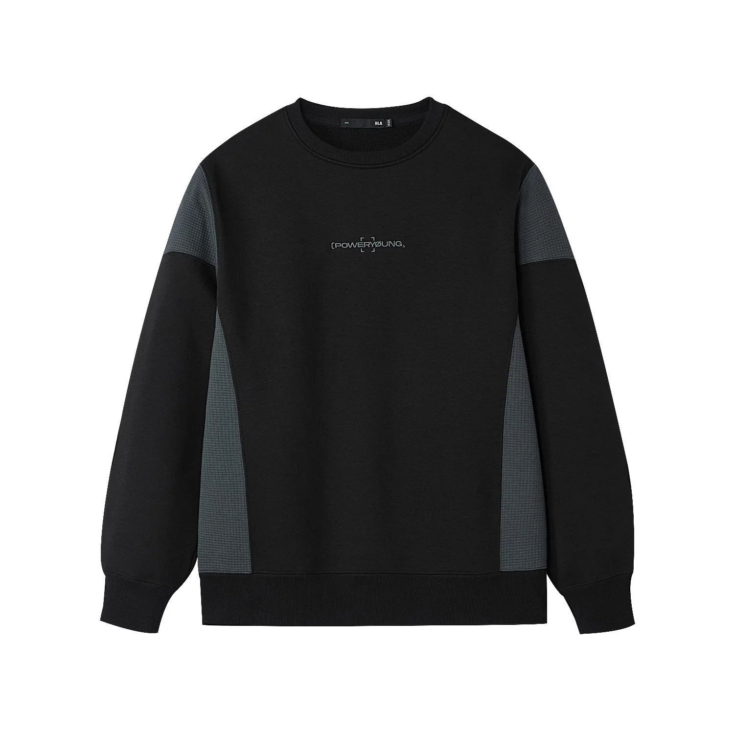 Детский свитшот с круглым вырезом, с начёсом, с вышивкой, HLA, Black Trim 7Q
