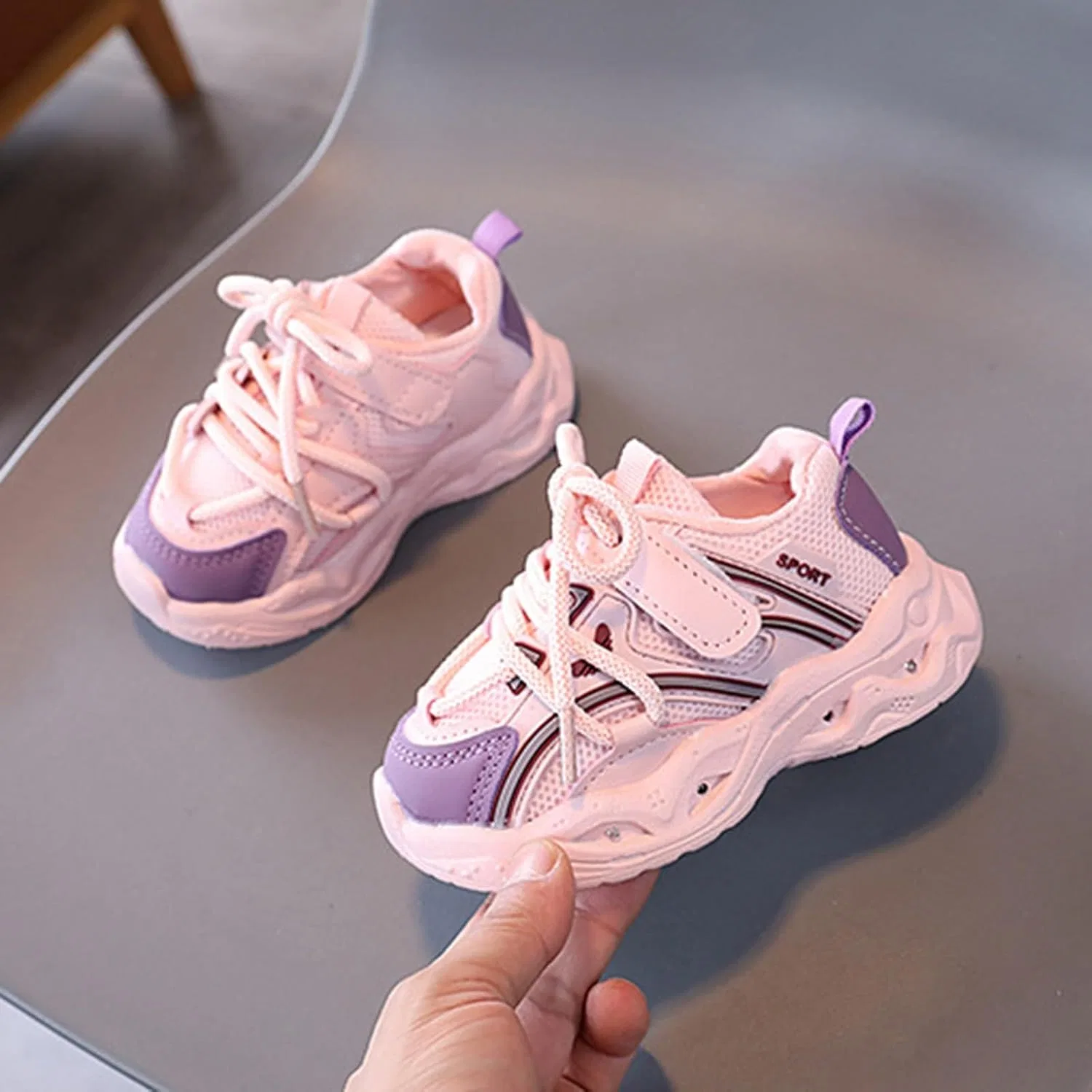 Детские кроссовки для мальчиков и девочек со светящейся подошвой, Pink — фото 3