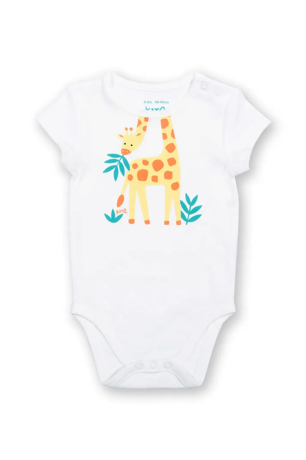 Детское хлопковое боди с принтом Hello Giraffe Kite, Cream
