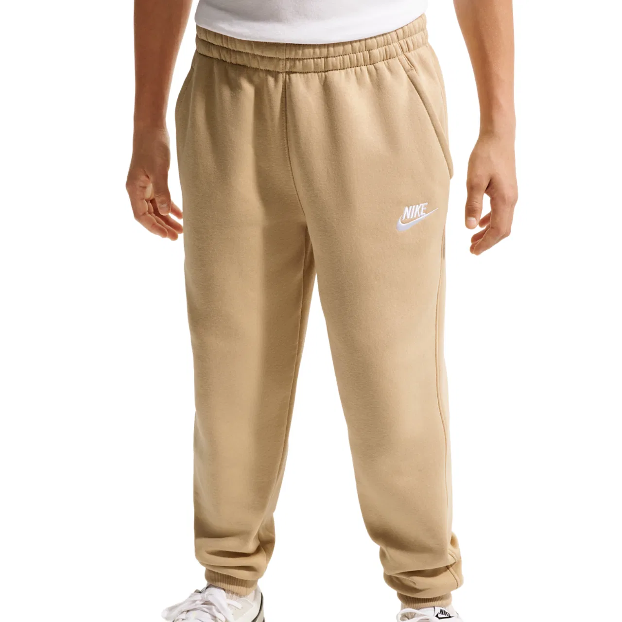 Детские спортивные штаны для мальчиков из футера с утеплением Nike NSW Club LBR Fleece Joggers, Linen/White