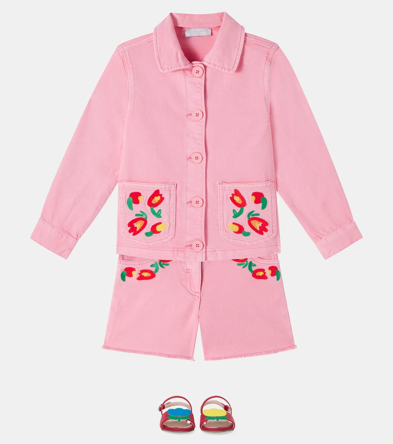 Джинсовые шорты с вышивкой Stella Mccartney Kids, розовый — фото 2