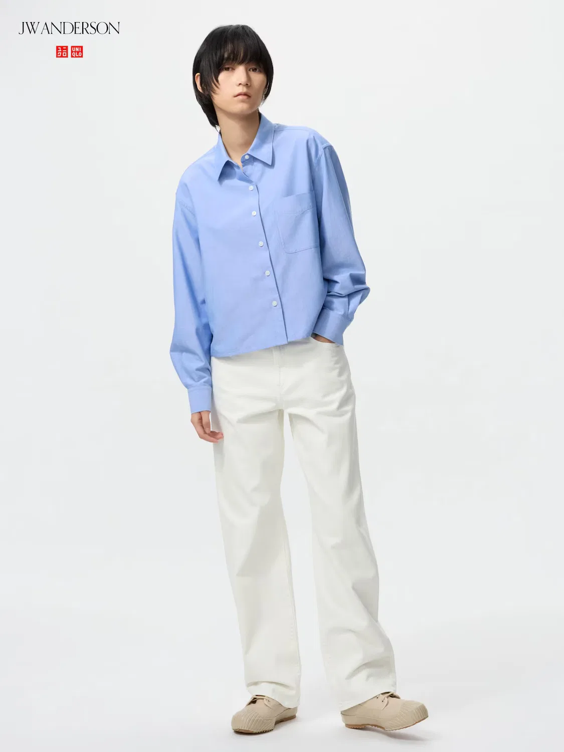 Джинсы Uniqlo, прямые, удлиненные, кремовый