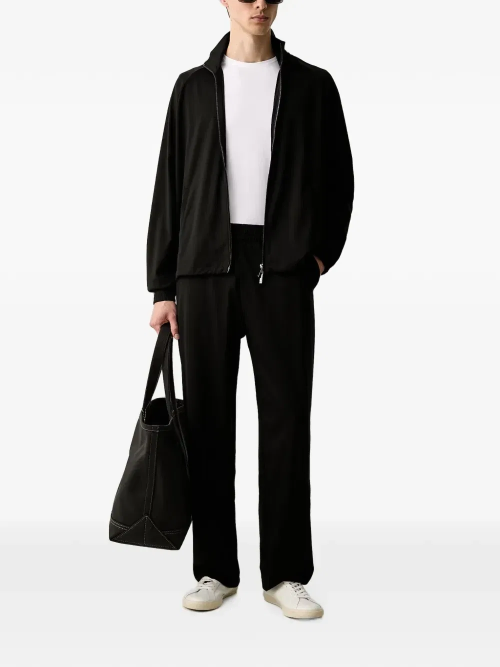 Спортивные брюки с эластичным поясом, вышитым логотипом Emporio Armani, черный — фото 2