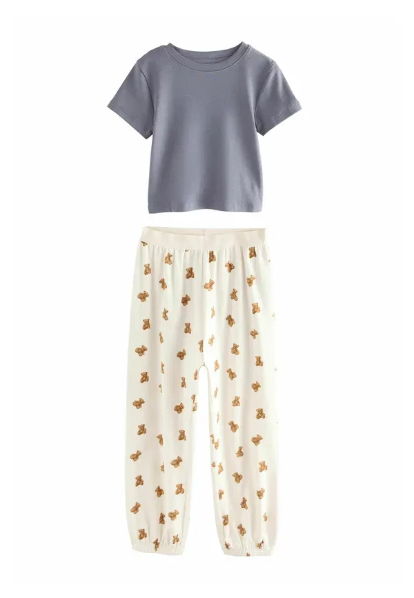 Пижамный комплект из 3 предметов хлопковый Next Neutral Stripe Bear, синий — фото 4