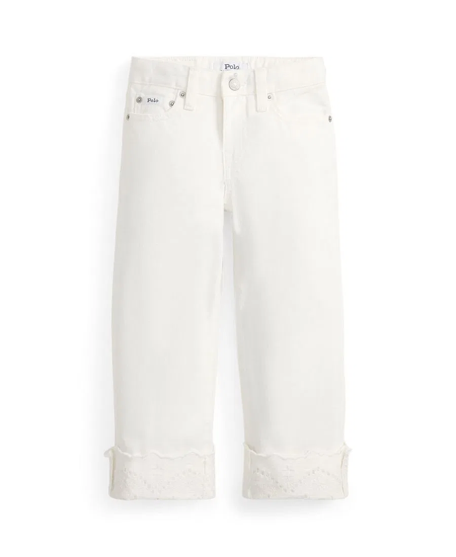 Джинсы из хлопкового денима с широкими штанинами и вышивкой Eyelet Cuff Polo Ralph Lauren, Tussa Wash