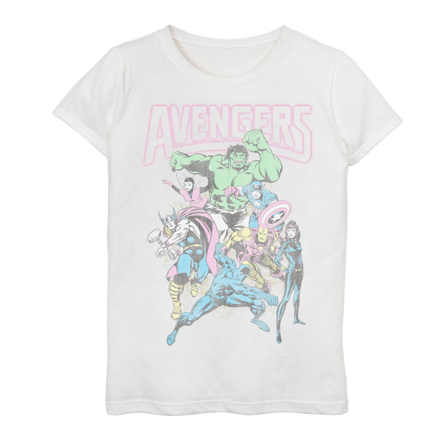

Футболка с рисунком группы Marvel Avengers Band для девочек 7–16 лет. Футболка с рисунком. Marvel